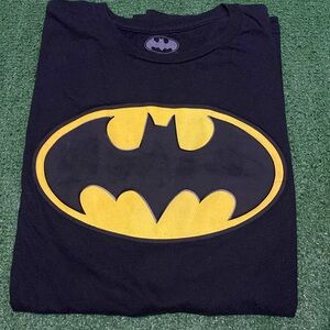 Classic Retro Batman Logo Tee Black Yellow Bat Symbol XXL